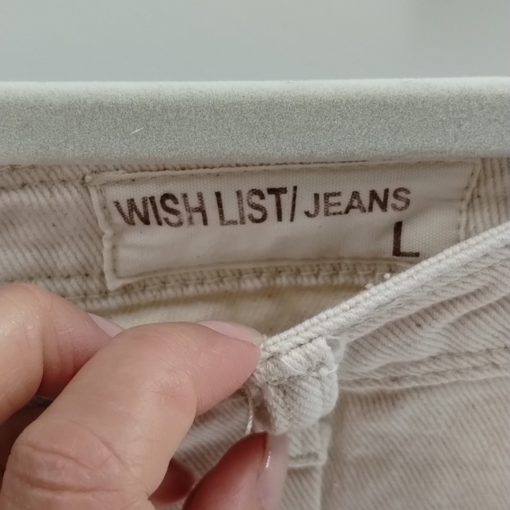 Wish List denim cream jeans split front size large 100% cotton high waist - Picture 4 of 12